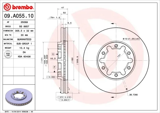 Гальмівні диски передні 09A05510 Brembo