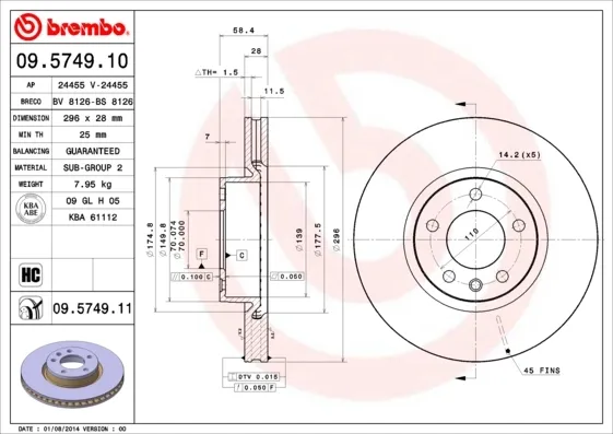 Гальмівні диски передні 09574910 Brembo