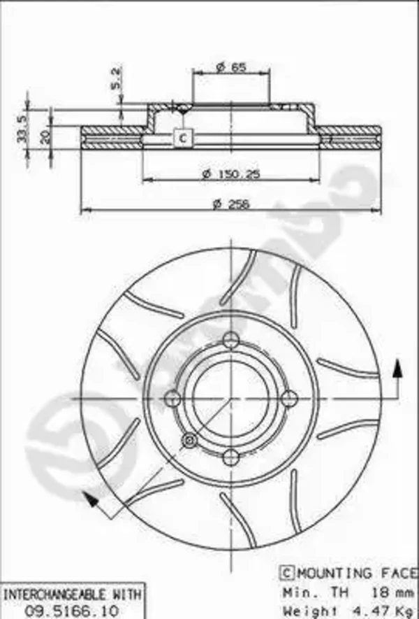 Гальмівні диски передні 09516675 Brembo