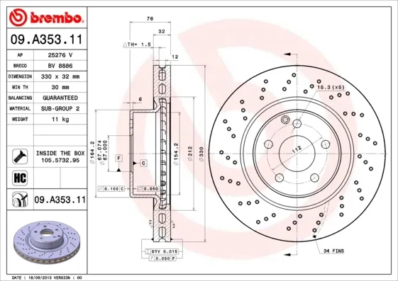 Гальмівні диски передні 09A35311 Brembo