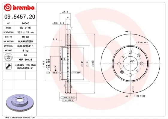 Гальмівні диски передні 09545720 Brembo