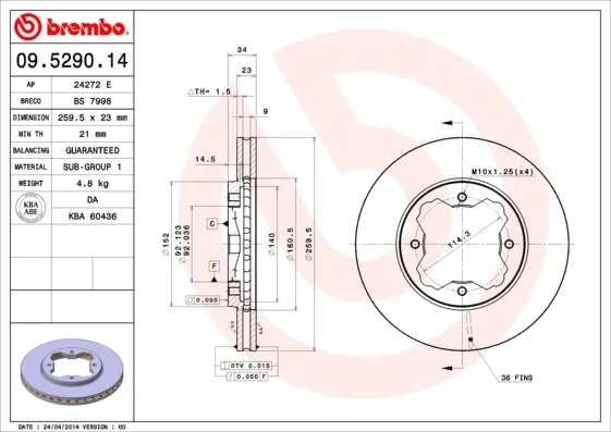 Гальмівні диски передні 09529014 Brembo