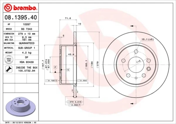 Гальмівні диски 08139540 Brembo
