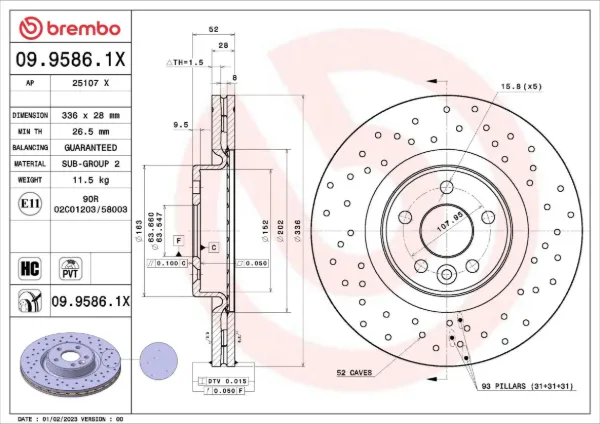 Гальмівні диски передні 0995861X Brembo