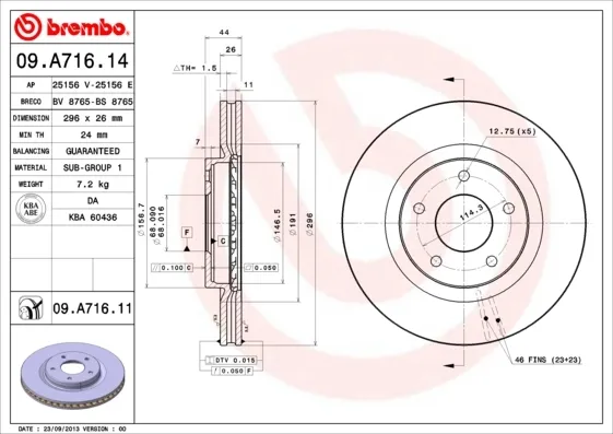 Гальмівні диски передні 09A71611 Brembo