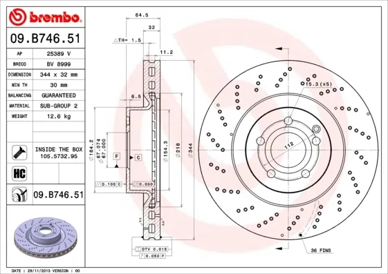 Гальмівні диски передні 09B74651 Brembo