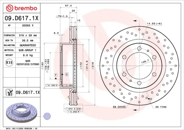 Гальмівні диски передні 09D6171X Brembo