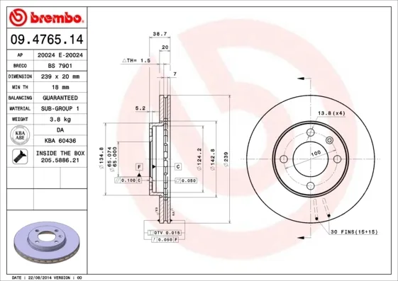 Гальмівні диски передні 09476514 Brembo