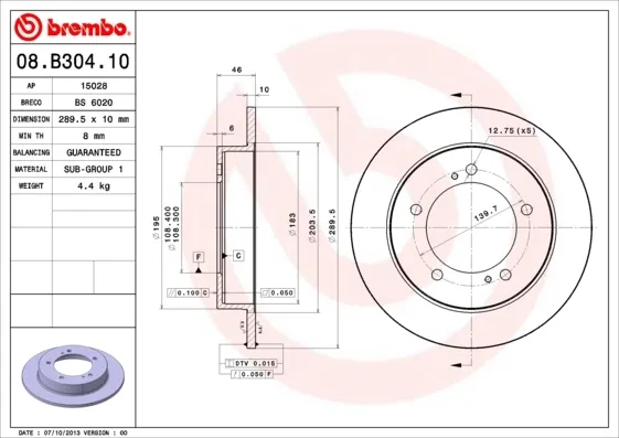 Гальмівні диски передні 08B30410 Brembo