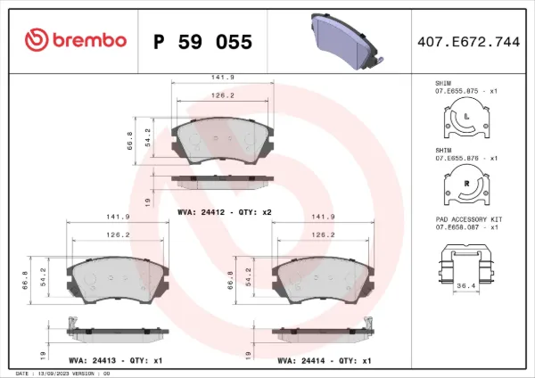 Передні тормозні колодки P59055X Brembo