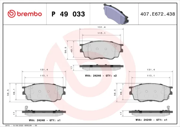 Передні тормозні колодки P49033 Brembo