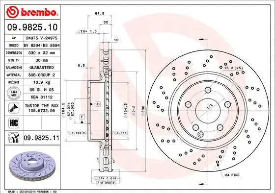 Гальмівні диски передні 09982511 Brembo