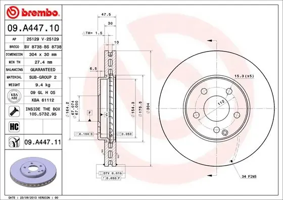 Гальмівні диски передні 09A44711 Brembo