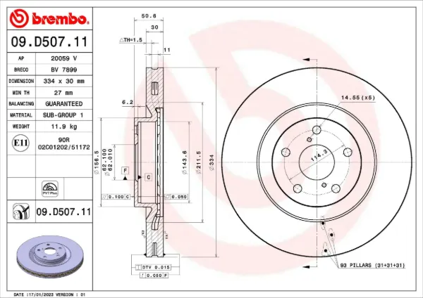 Гальмівні диски передні 09D50711 Brembo