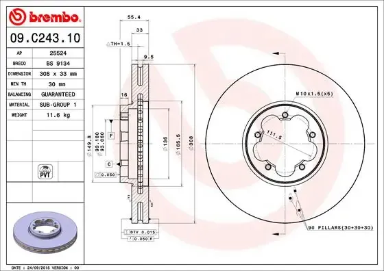 Гальмівні диски передні 09C24310 Brembo
