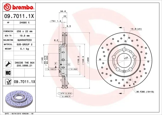 Гальмівні диски передні 0970111X Brembo