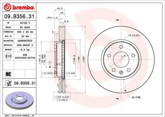 Гальмівні диски передні 09B35631 Brembo