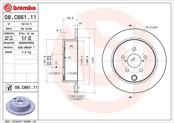 Гальмівні диски 08C66111 Brembo