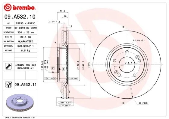 Гальмівні диски передні 09A53210 Brembo