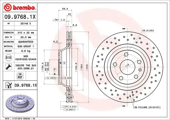 Гальмівні диски 0997681X Brembo