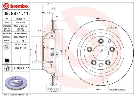 Гальмівні диски 09987111 Brembo