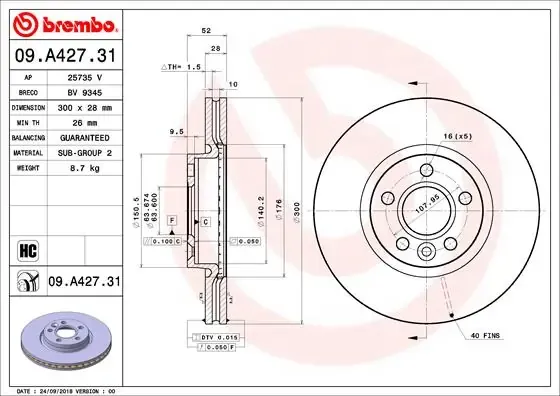 Гальмівні диски передні 09A42731 Brembo