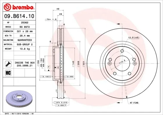 Гальмівні диски передні 09B61410 Brembo