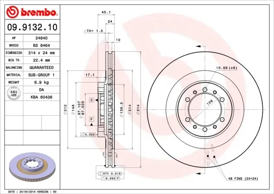 Гальмівні диски передні 09913210 Brembo