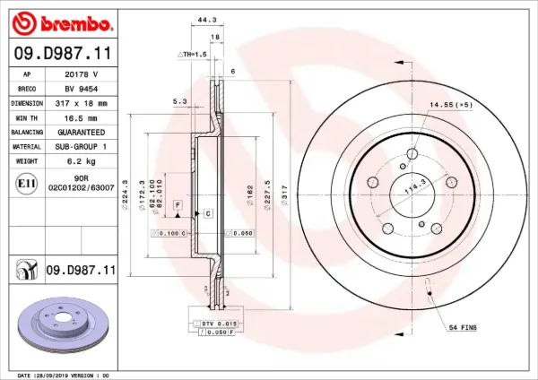 Гальмівні диски 09D98711 Brembo