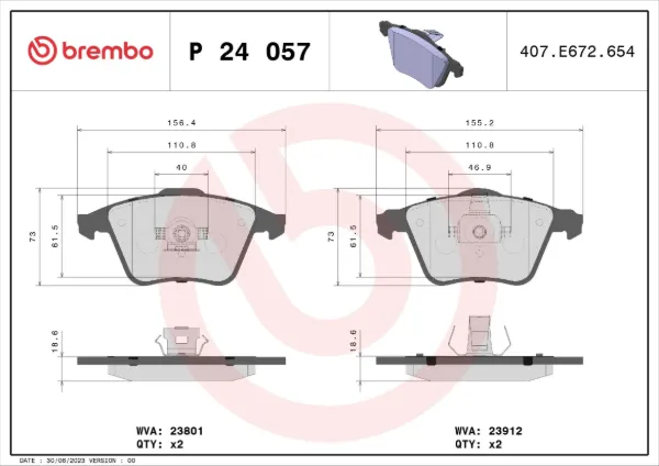 Передні тормозні колодки P24057 Brembo