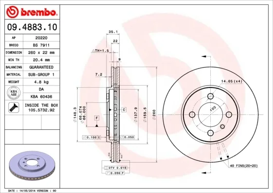 Гальмівні диски передні 09488310 Brembo