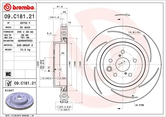 Гальмівні диски 09C18121 Brembo