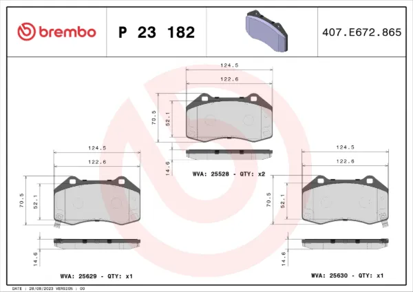 Передні тормозні колодки P23182 Brembo