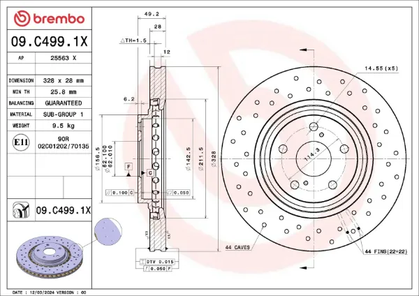 Гальмівні диски передні 09C4991X Brembo