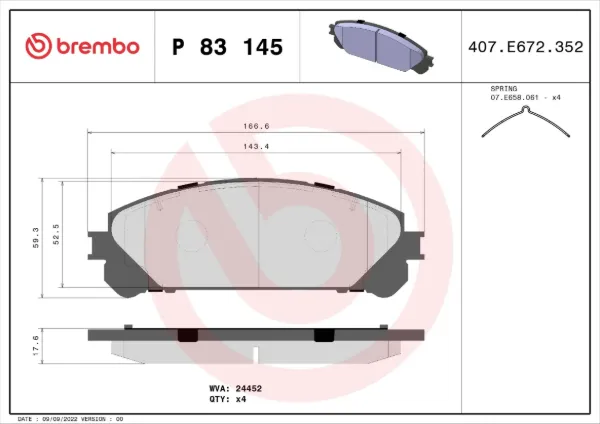 Передні тормозні колодки P83145 Brembo