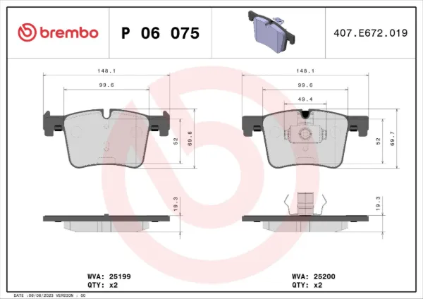 Передні тормозні колодки P06075 Brembo