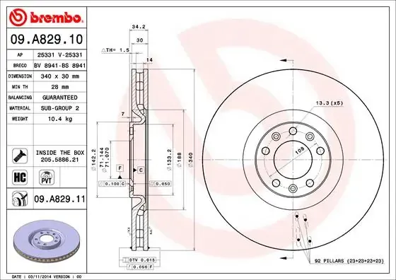 Гальмівні диски передні 09A82911 Brembo