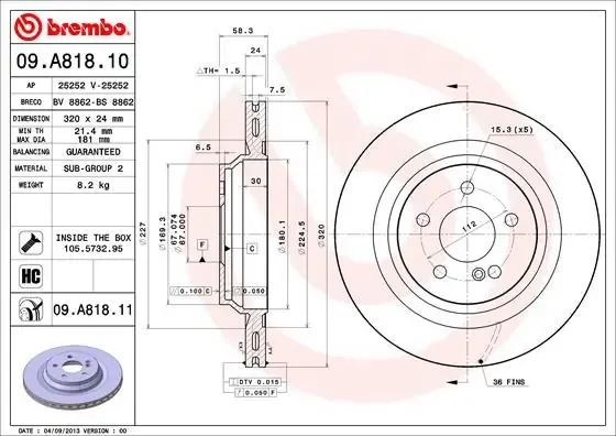 Гальмівні диски 09A81811 Brembo
