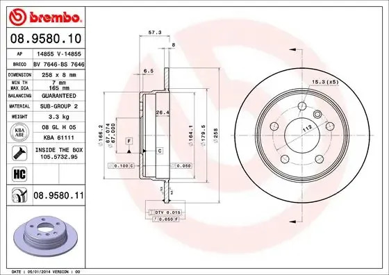 Гальмівні диски 08958011 Brembo