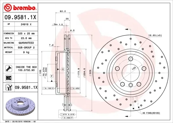 Гальмівні диски передні 0995811X Brembo
