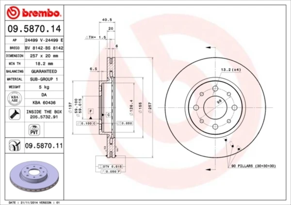 Гальмівні диски передні 09587014 Brembo