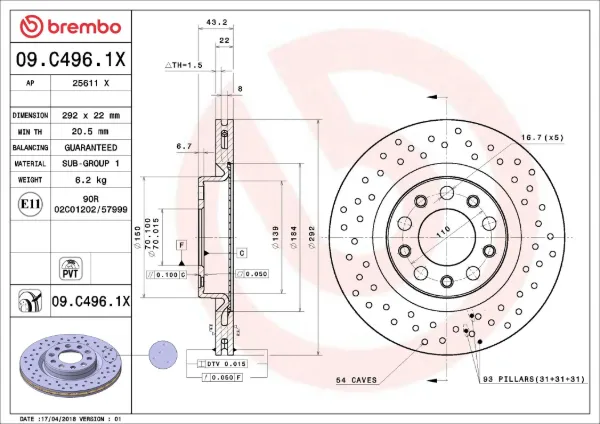 Гальмівні диски 09C4961X Brembo