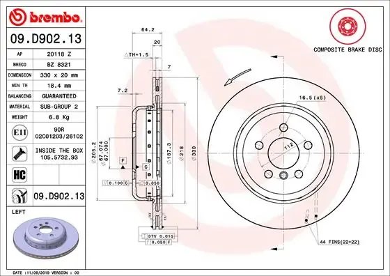 Гальмівні диски 09D90213 Brembo