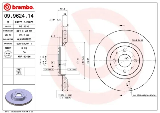 Гальмівні диски передні 09962414 Brembo