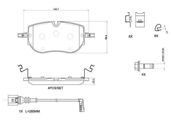 Передні тормозні колодки P85192 Brembo