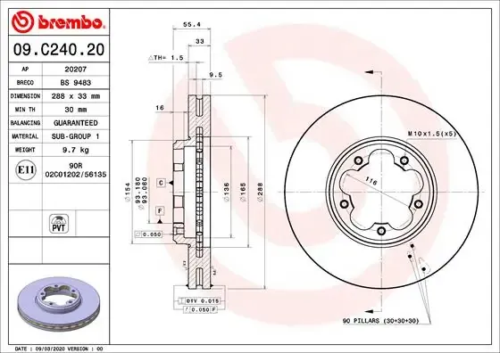 Гальмівні диски передні 09C24020 Brembo