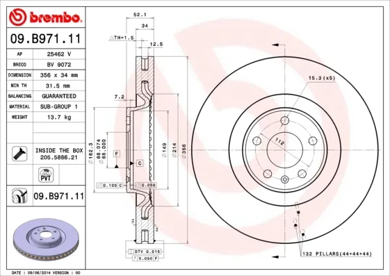 Гальмівні диски передні 09B97111 Brembo