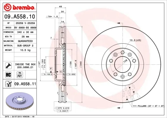 Гальмівні диски передні 09A55811 Brembo