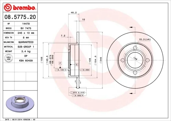 Гальмівні диски 08577520 Brembo