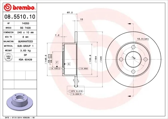 Гальмівні диски 08551010 Brembo